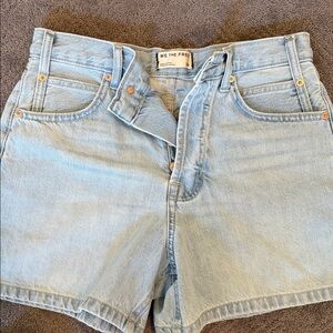 We The Free Pale Blue High-Rise Denim Shorts